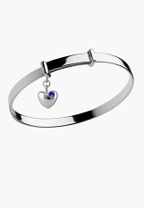 nice petite silver heart charm September birthstone baby bracelet
